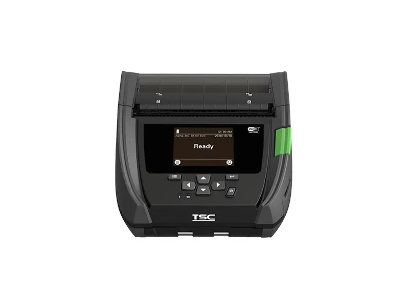 Schwarzer TSC mobiler Etikettendrucker mit Display