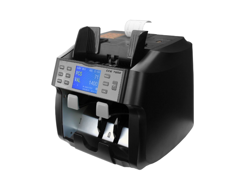 Banknotenzähler Cash Concepts CCE 7000 gemischte Noten mit eingebautem Thermodrucker und externem Display Banknotenzähler Cash Concepts CCE 7000 gemischte Noten mit eingebautem Thermodrucker und externem Display