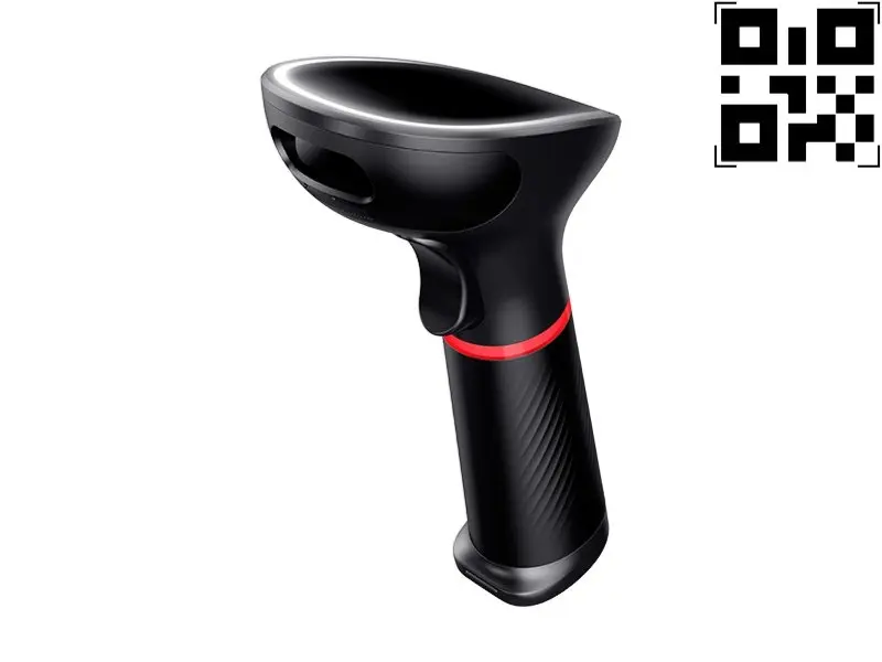 Schwarzer 2D-Barcodescanner mit ergonomischem Griff