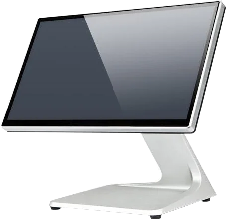 Seitliche Ansicht eines Touchscreen-Monitors mit Standfuß