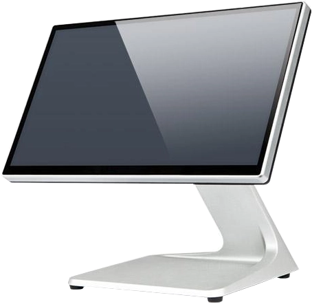 Seitliche Ansicht eines Touchscreen-Monitors mit Standfuß