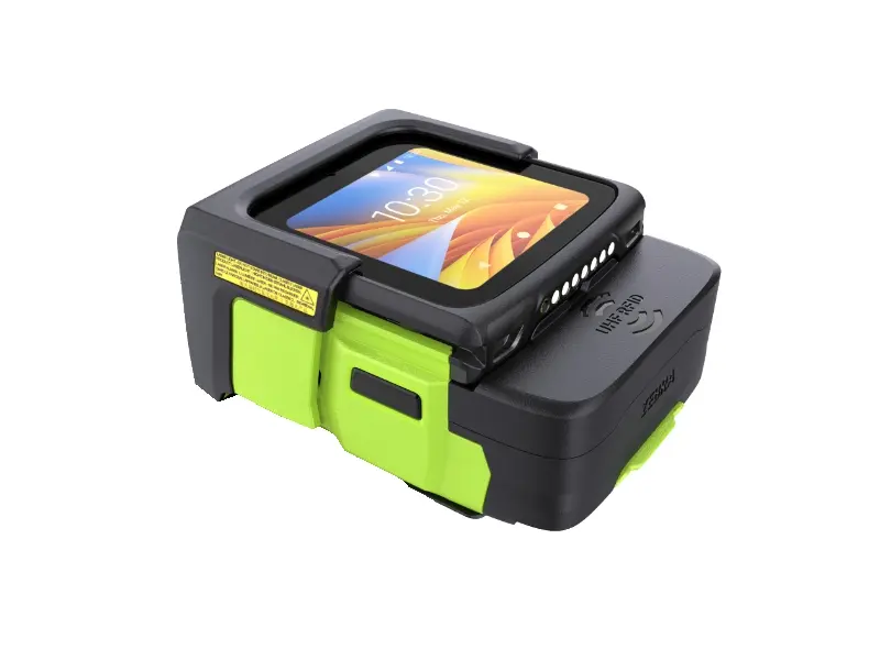 Kompakter Handrückenscanner mit Display in Grün-Schwarz