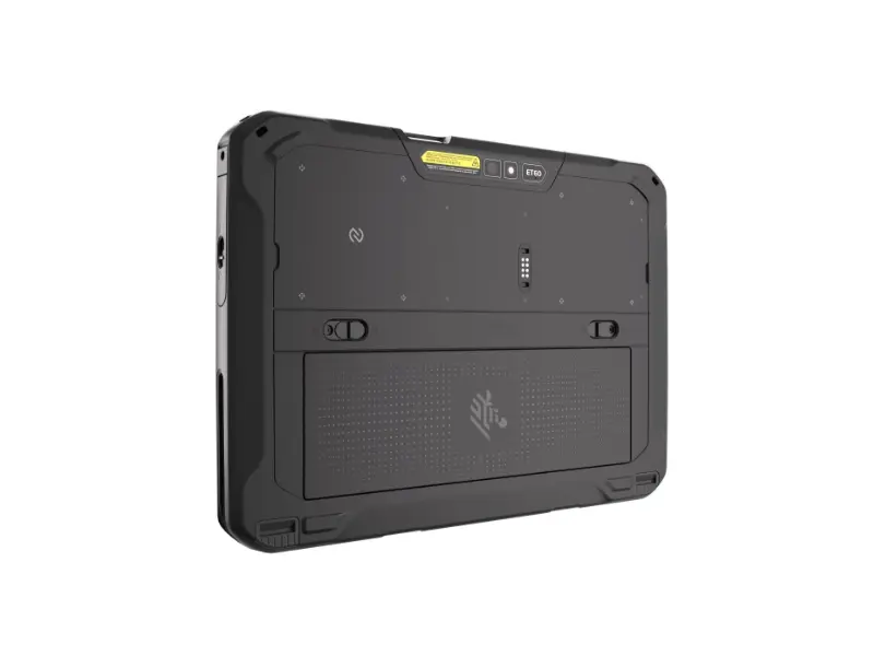 Rückansicht eines robusten Industrie-Tablets in Schwarz