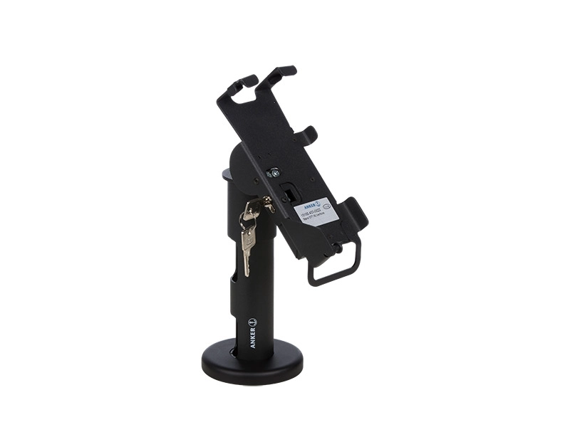 Anker Flexi Stand Halterung für Verifone VX820 EC-Kartengerät, abschließbare schwarze Terminalhalterung mit 180-mm-Sockel