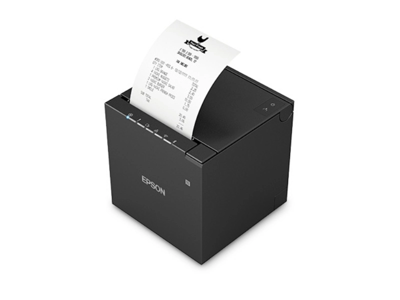 Schwarzer Epson TM-m50II 80mm Thermo-Bondrucker mit Bon, USB, RS232 und Ethernet für POS in Gastronomie und Handel