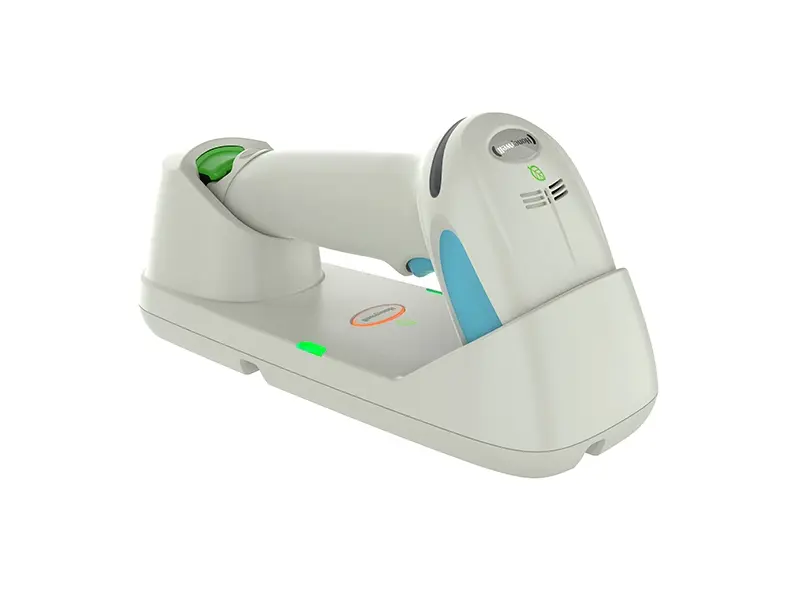 Kabelloser Barcodescanner in Ladestation, Farbe weiß