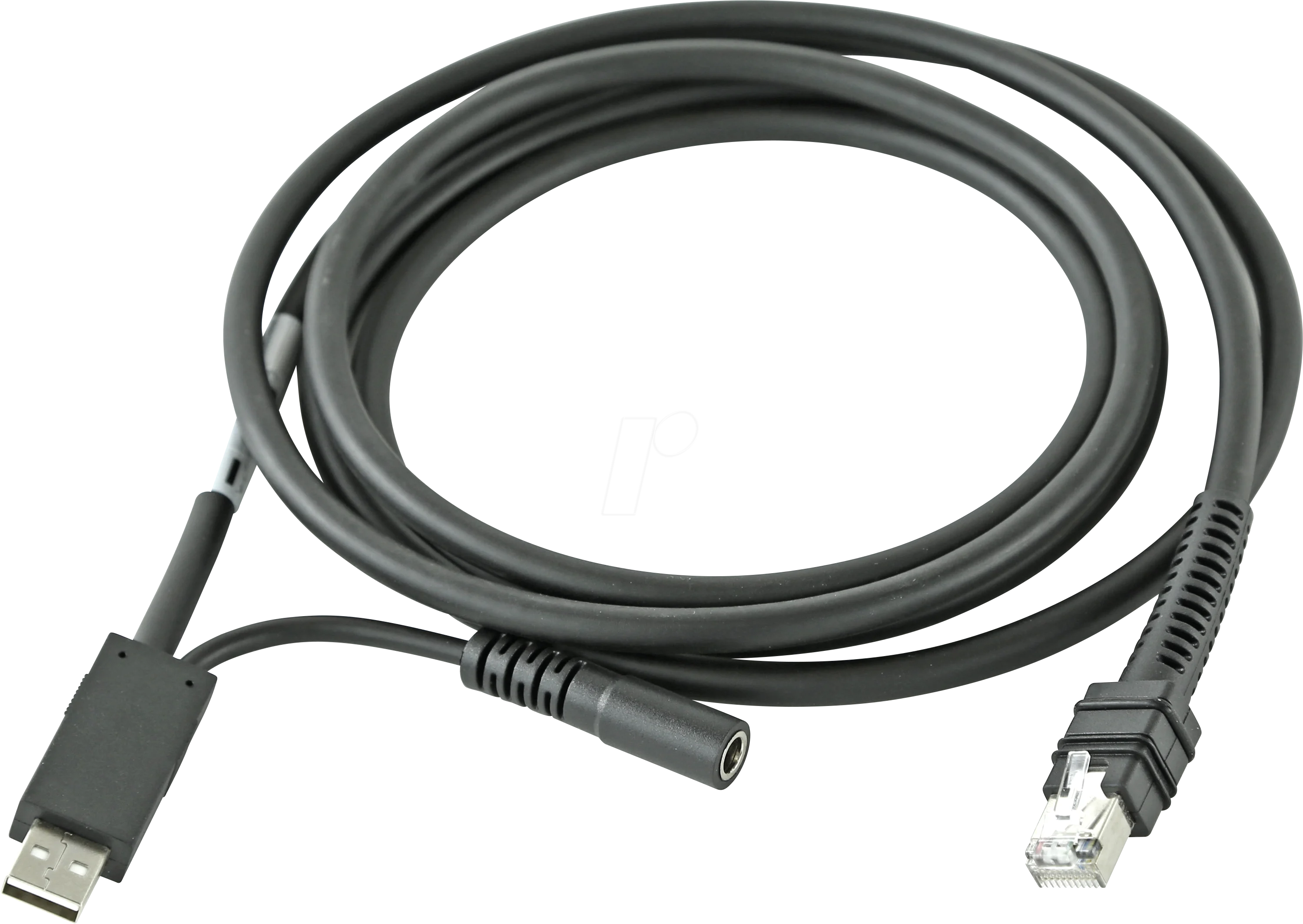 Schwarzes USB-zu-RJ45 Adapterkabel mit Klinkenbuchse