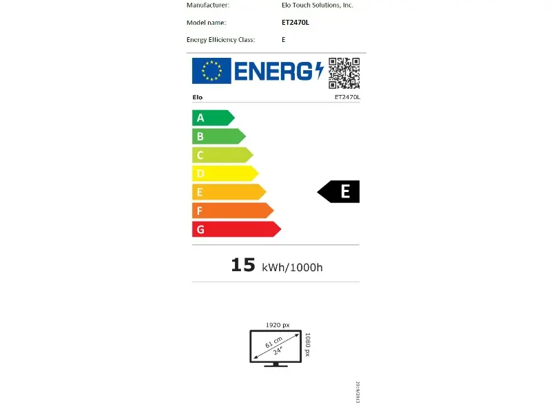 EU-Energielabel für Elo Monitor ET2470L, Klasse E