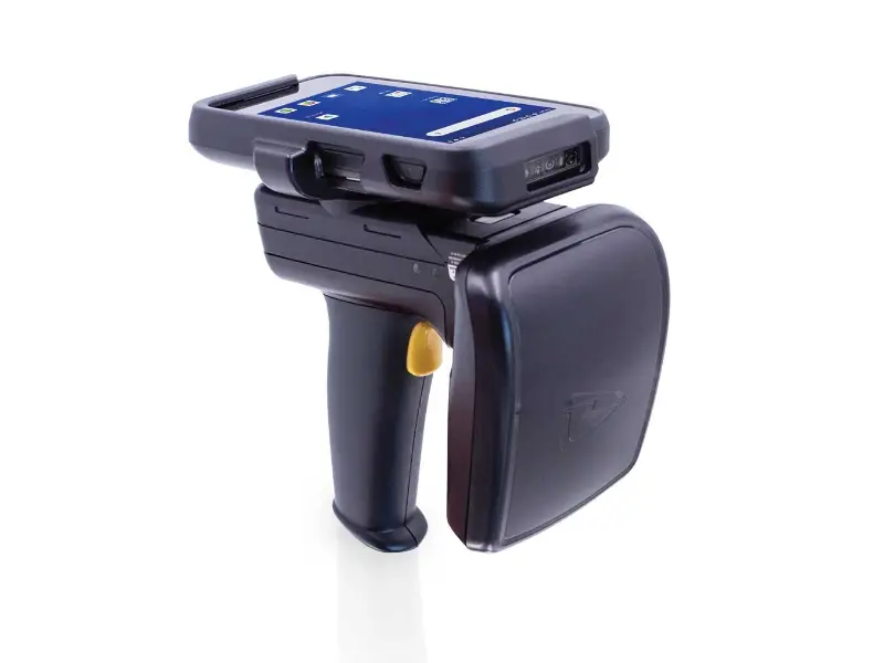 Schwarzer mobiler RFID Handscanner mit Display