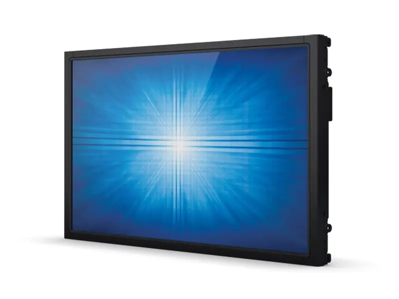 Schwarzer Industrie-Touchscreen-Monitor mit blauem Display