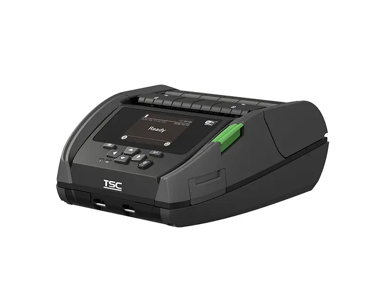 Schwarzer mobiler TSC Etikettendrucker mit Display