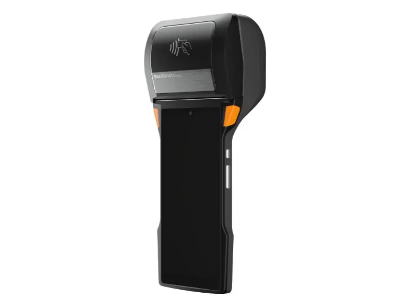 Schwarzes mobiles Kartenterminal mit NFC-Funktion