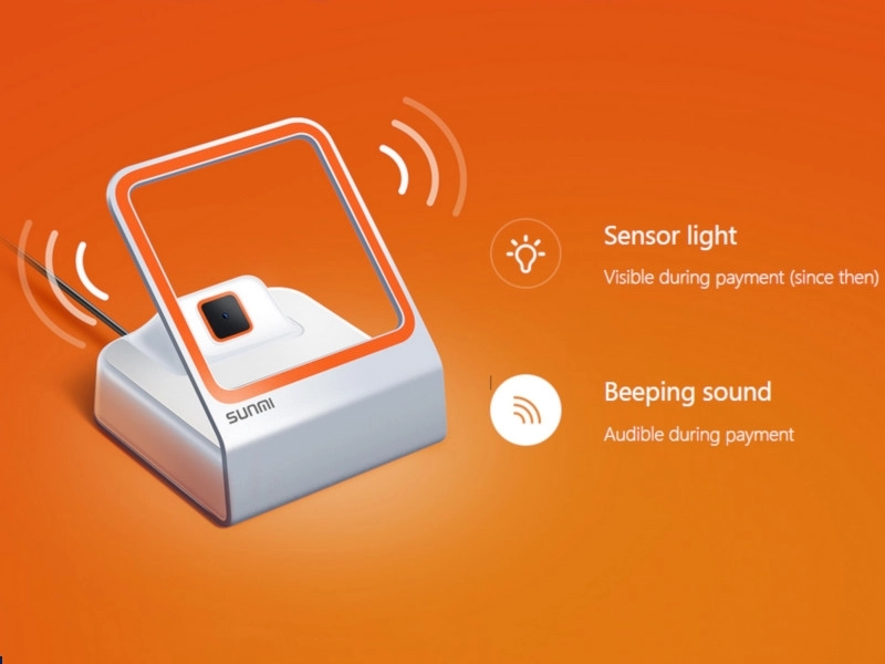 Sunmi QR-Code Scanner mit Licht- und Tonsignal beim Bezahlen
