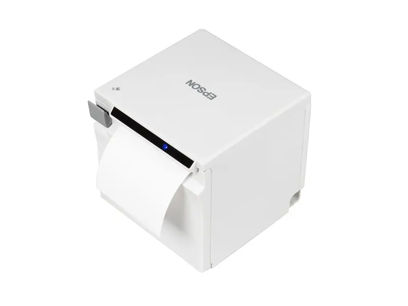 Weißer Epson Bondrucker mit laufendem Beleg