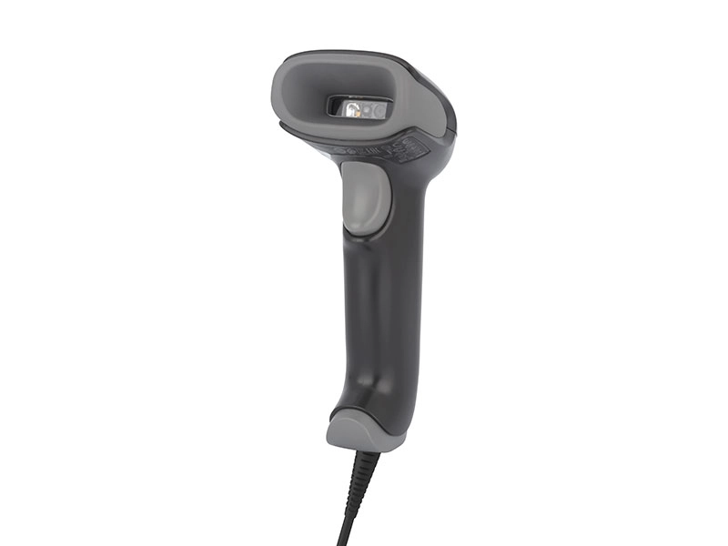 Seitenansicht eines kabelgebundenen Hand-Barcodescanners