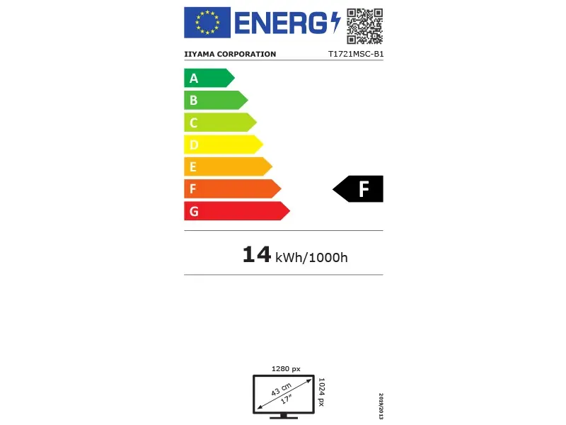 EU-Energielabel iiyama T1721MSC-B1 Monitor Klasse F