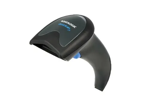 Schwarzer Datalogic QuickScan Hand-Barcodescanner seitlich
