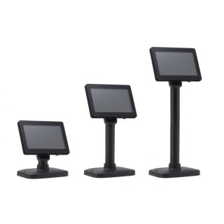 Kundenmonitor MagicPOS MP070UG, 7 Zoll, USB DisplayLink, schwarz: ein Modell in drei Aufbauhöhen des Pole Stands, ohne Touch