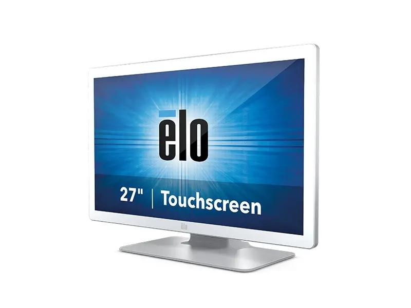 Weißer Elo 27 Zoll Touchscreen Monitor seitlich