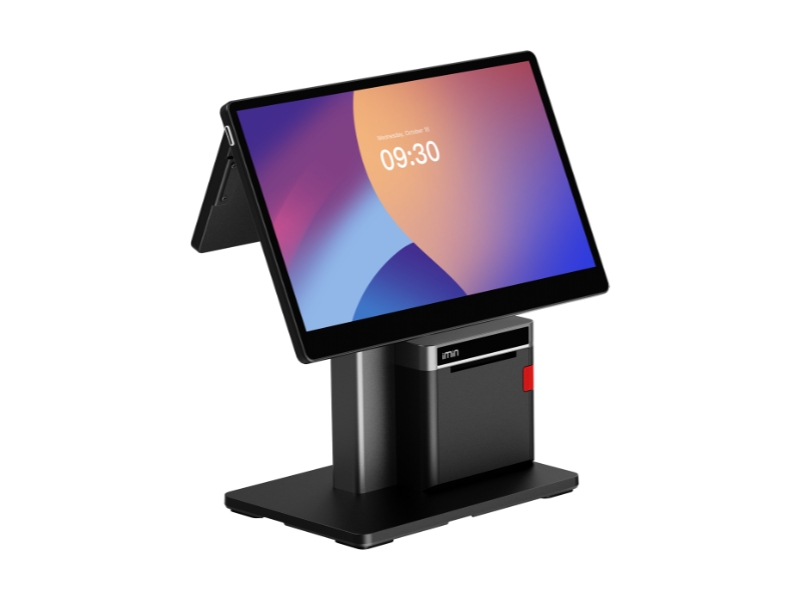 Schwarzes POS-Kassensystem mit großem Touchscreen