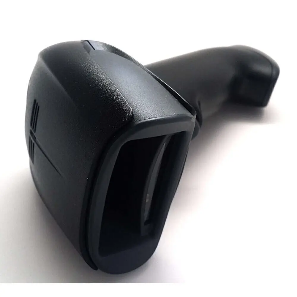 Schwarzer ergonomischer Hand-Barcodescanner liegend
