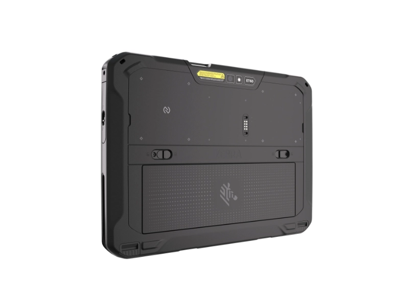 Rückseite des robusten Zebra ET60 10,1-Zoll-Enterprise-Tablets mit Android für Lager, Logistik und Produktion