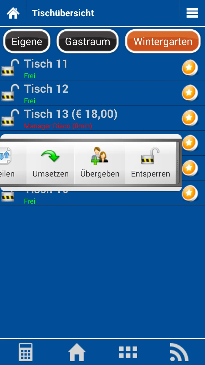 Screenshot Tischübersicht einer Gastro-Kassenapp