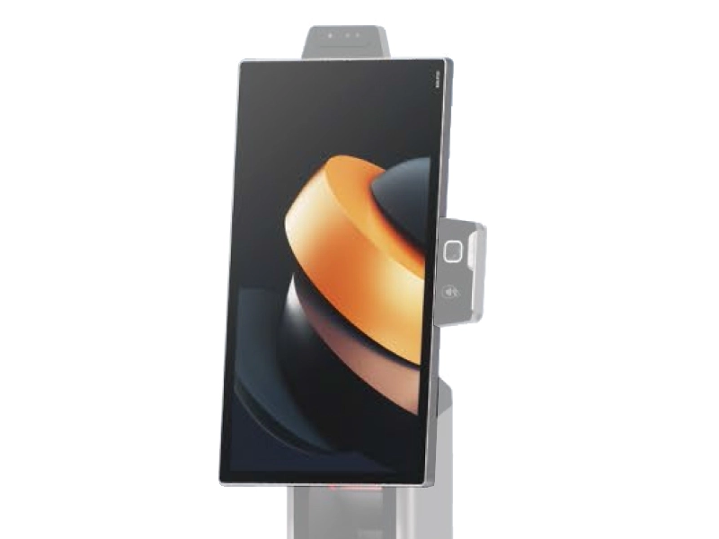 Modernes Smartphone mit großem Display in einer Halterung, seitliches Modul sichtbar, Produktansicht für E-Commerce
