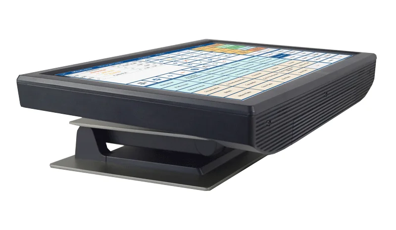 Seitliche Ansicht eines Touchscreen-Kassensystems