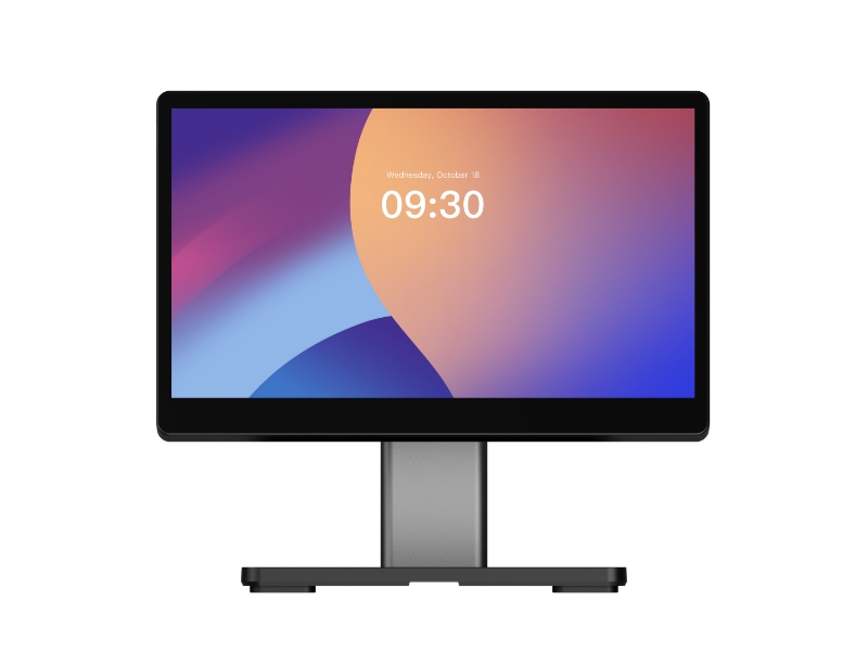 Schlanker LED-Monitor mit farbigem Display und Standfuß