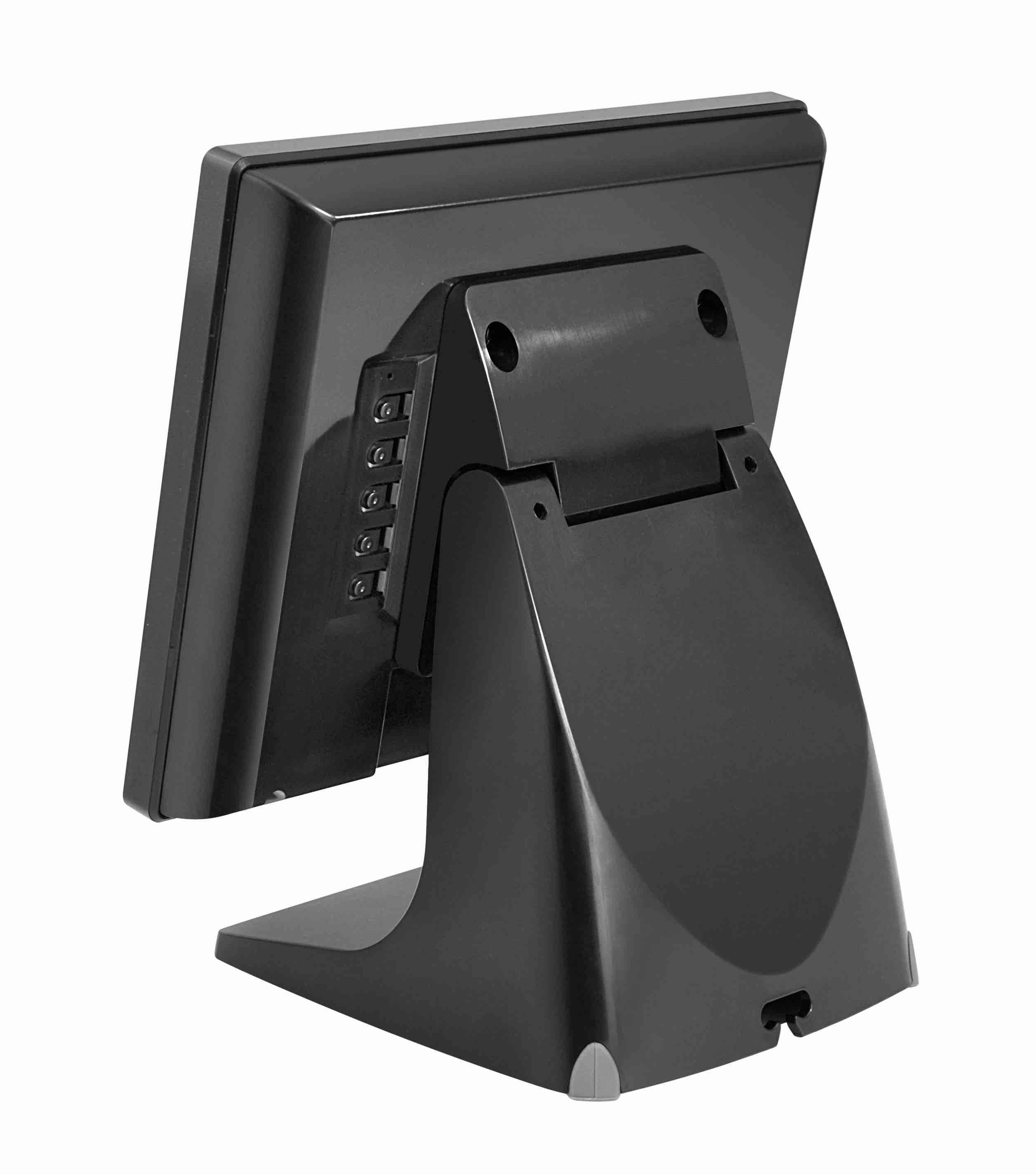 Schwarzes Touchscreen-POS-System von hinten gesehen