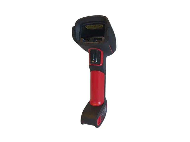 Schwarz-roter 2D Barcode Handscanner freigestellt