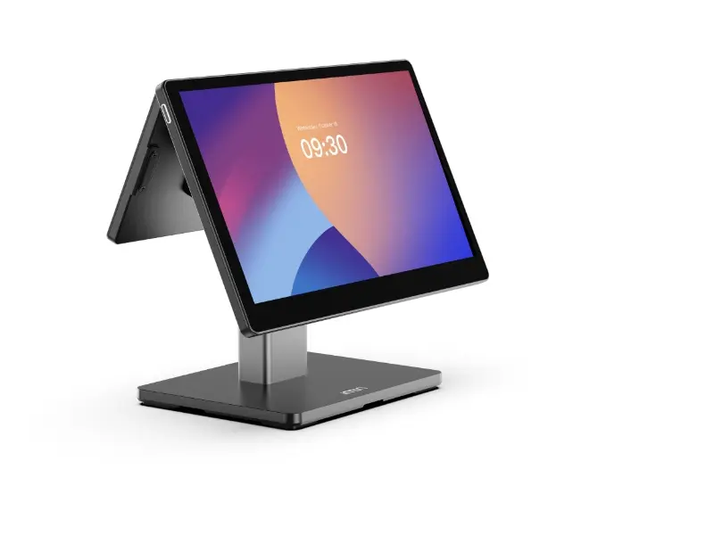 Schwarzes Touchscreen-Kassensystem mit stabilem Standfuß
