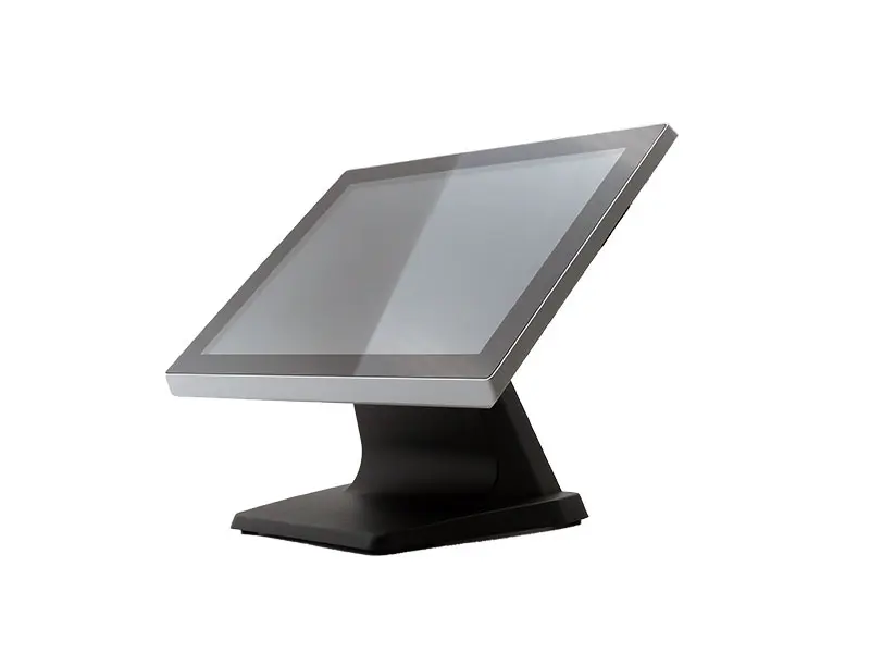 Seitliche Ansicht eines modernen Touchscreen Kassensystems