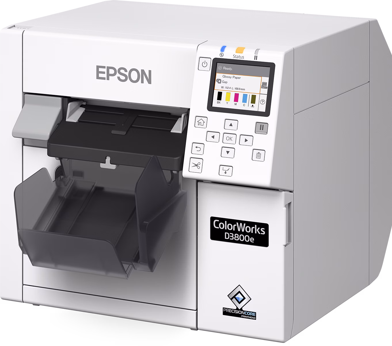 Epson ColorWorks D3800e Industrie-Farb-Etikettendrucker mit Display, USB, Ethernet und automatischem Abschneider für glänzende Farbetiketten
