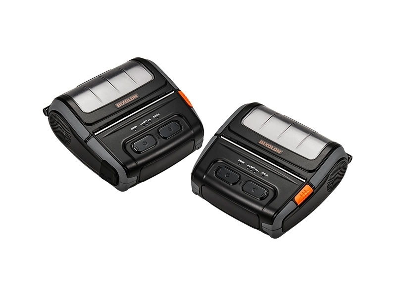 Zwei schwarze Bixolon SPP-R410 mobile Thermodirektdrucker für Belege, Etiketten und Barcodes mit USB, RS232 und WLAN