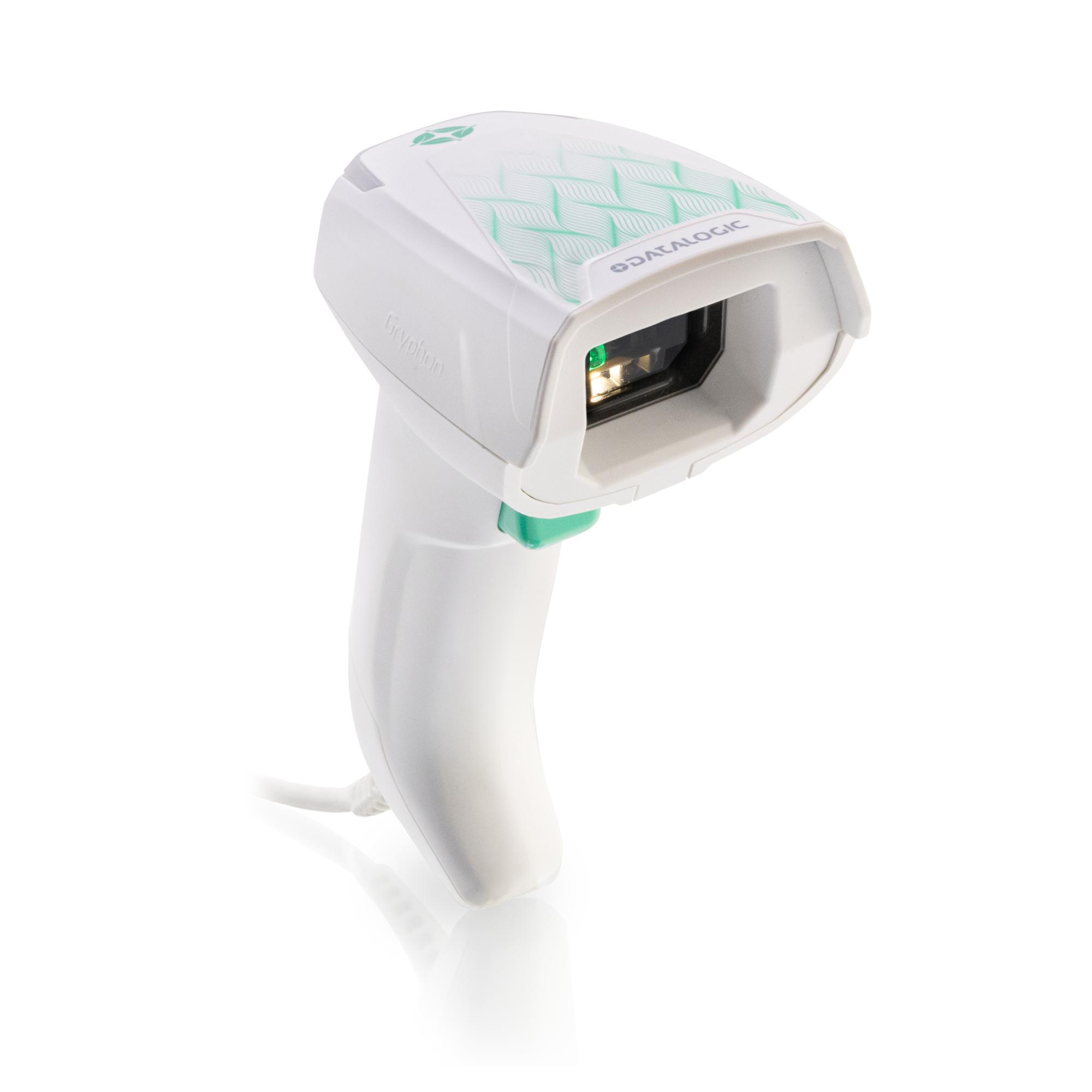 Weißer Datalogic Gryphon Barcode-Scanner mit Kabelanschluss