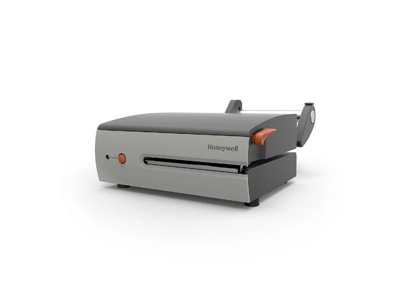 Grau-schwarzer Honeywell Etikettendrucker seitlich