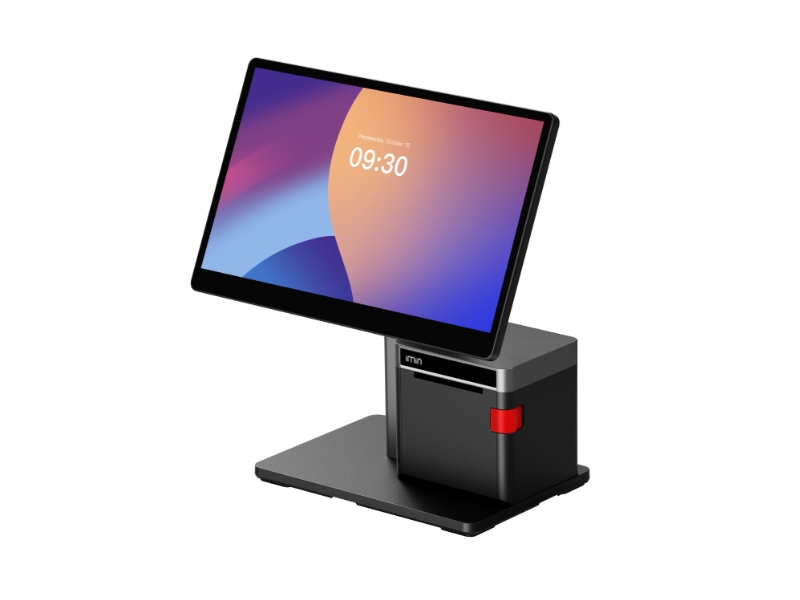 Schwarzes All-in-One Kassensystem mit großem Touchdisplay