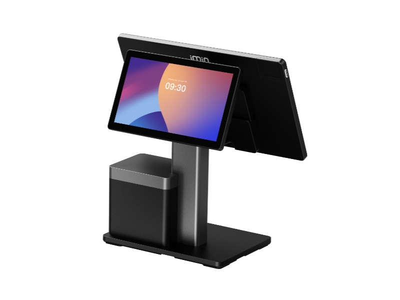 Moderne POS-Kassenstation mit zwei Touchscreens