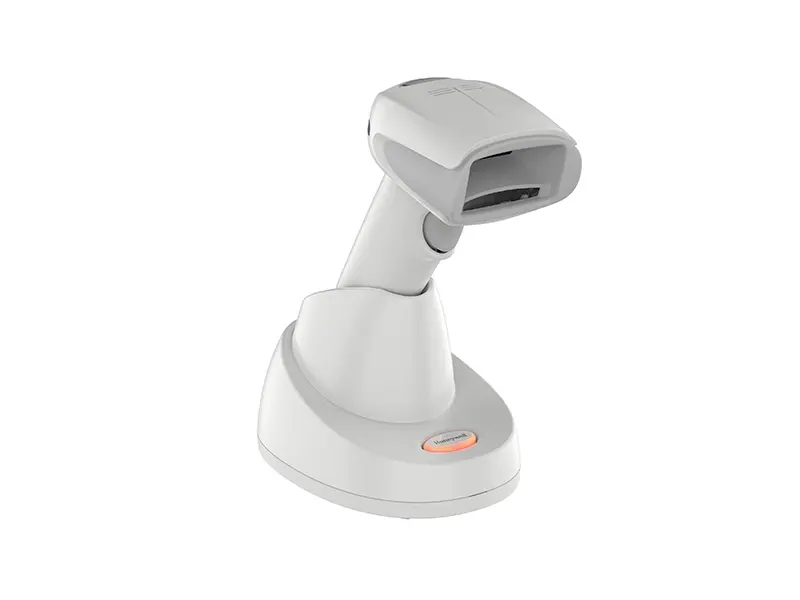 Weißer Honeywell Barcode-Scanner mit Ladestation