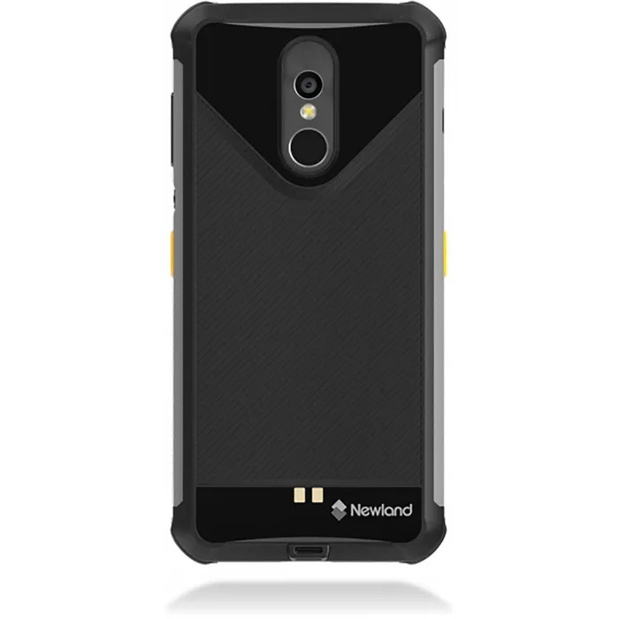 Rückansicht des mobilen Computers Newland NFT10 Pilot Pro mit Kamera, robustem Gehäuse, 2D-Scan, Android, 4G, WLAN, NFC und USB-C