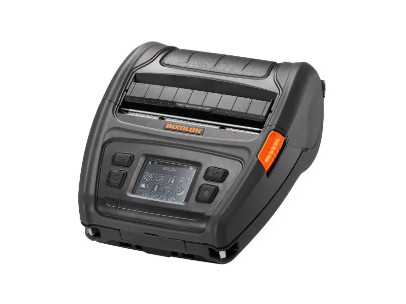Schwarzer BIXOLON mobiler Etikettendrucker mit Display