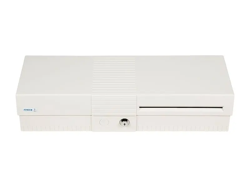 Weiße ANKER Kassenschublade mit Schloss vorne