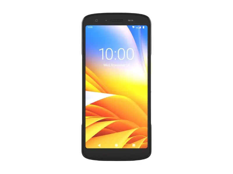 Frontansicht eines schwarzen Smartphones mit Farbdisplay