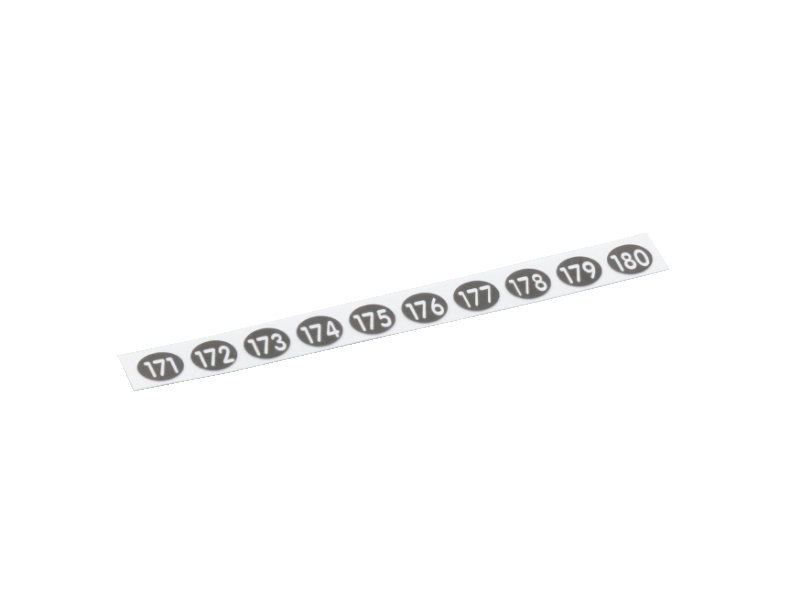Stift-Aufklebenummern 171, 172, 173, 174, 175, 176, 177, 178, 179, 180 für Addimat Kellnerstifte, 9037-NUM.12 Stift-Aufklebenummern 171, 172, 173, 174, 175, 176, 177, 178, 179, 180 für Addimat Kellnerstifte, 9037-NUM.12