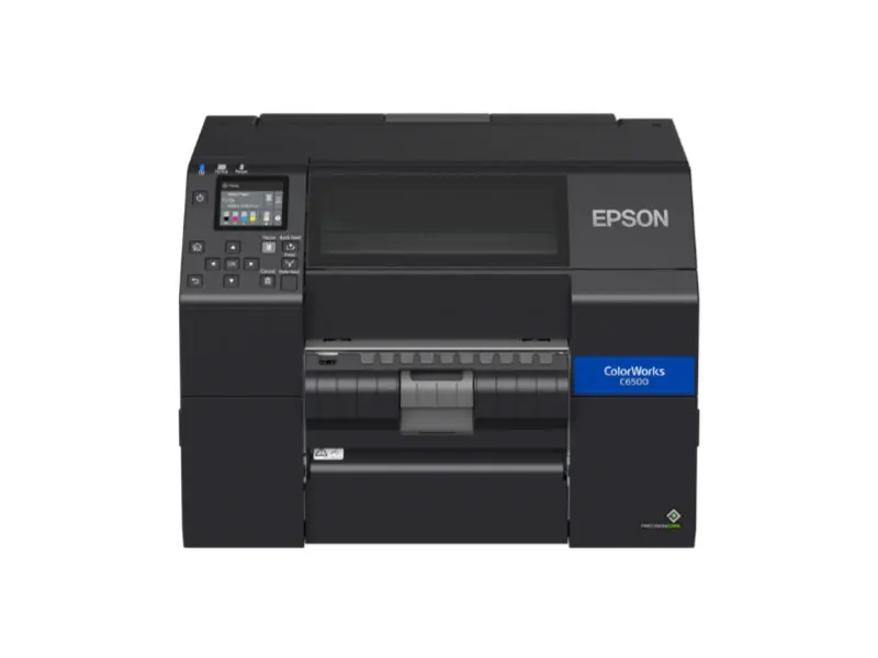 Frontansicht Epson ColorWorks C6500 Etikettendrucker schwarz