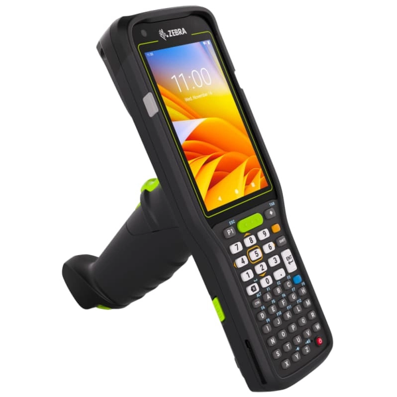 Robuster Zebra Handheld-Barcodescanner mit Touchdisplay, Tastatur und Pistolengriff für Lager, Logistik und Einzelhandel